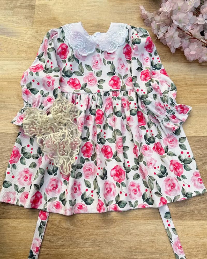 پیراهن مخمل کبریتی دخترانه طرح نجمه(3تا 10سال) - Image 2