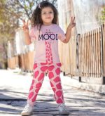 تیشرت شلوار دخترانه طرح زرافه رنگی(2تا8سال) - Image 5