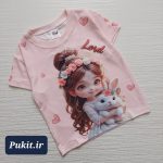 تیشرت تک دخترانه طرح شقایق(3تا10سال)