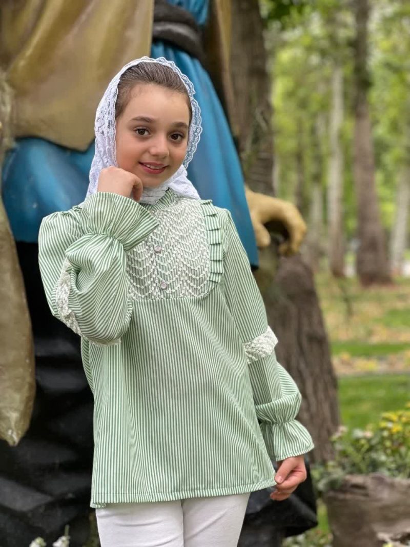 شومیز آستین بلند دخترانه طرح آنیا (10تا16سال) - Image 4