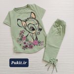 تیشرت شلوار برمودا دخترانه طرح آهو(2تا5 سال) - Image 4