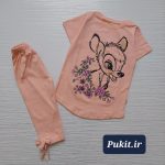 تیشرت شلوار برمودا دخترانه طرح آهو(2تا5 سال) - Image 3