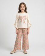 بلوز شلوار دخترانه پاپیون گلدار (5تا14سال) - Image 12