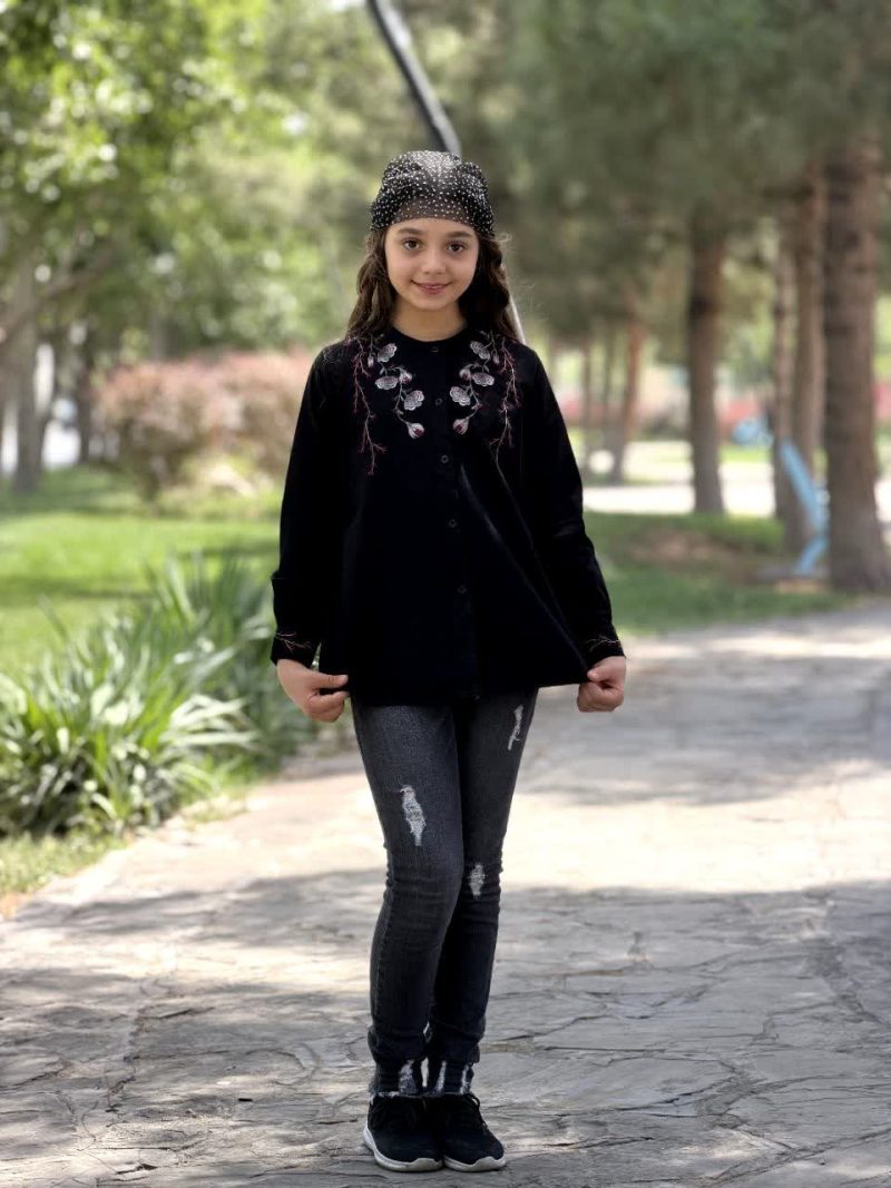 شومیز دخترانه مشکی طرح مروارید (10تا14 سال) - Image 6