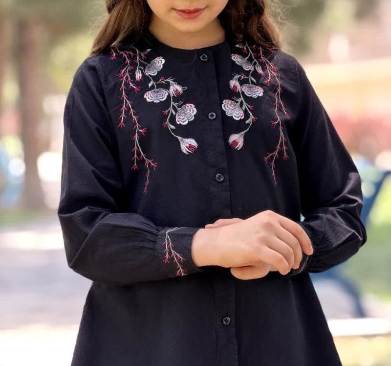 شومیز دخترانه مشکی طرح مروارید (10تا14 سال) - Image 5