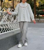 شومیز آستین بلند دخترانه طرح ترانه ( 10تا 14 سال) - Image 4