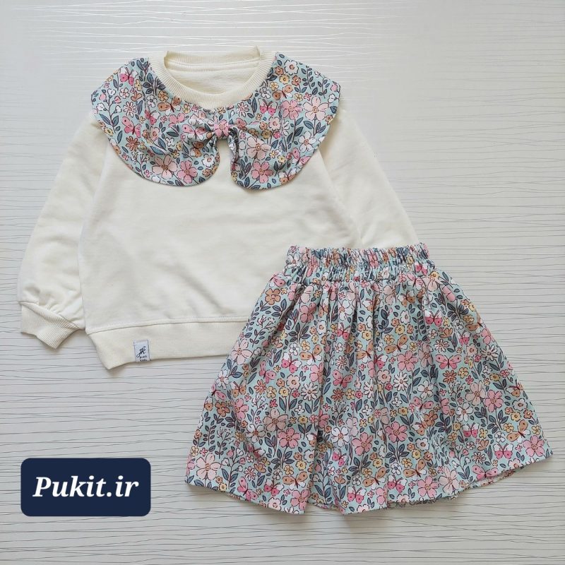 بلوز دامن دخترانه طرح باغ گل(۲ تا 9 سال) - Image 3