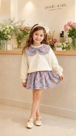 بلوز دامن دخترانه طرح باغ گل(۲ تا 9 سال) - Image 4