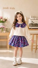 بلوز دامن دخترانه طرح باغ گل(۲ تا 9 سال) - Image 5