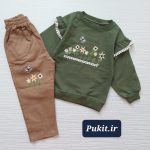 بلوز شلوار کتان دخترانه طرح باغچه(2 تا 12 سال)