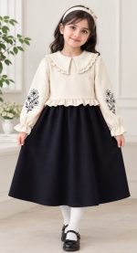 پیراهن آستین بلند دخترانه طرح فرانک (۹ تا ۱۶ سال)